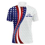 Maxcorners Red, White and Blue American Flag Mens golf polos shirts custom patriotic team mens golf tops