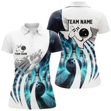 Maxcorners Blue Lightning Thunder Men Bowling Polo Shirt Custom Texas Team League Jerseys, Gifts For Bowlers