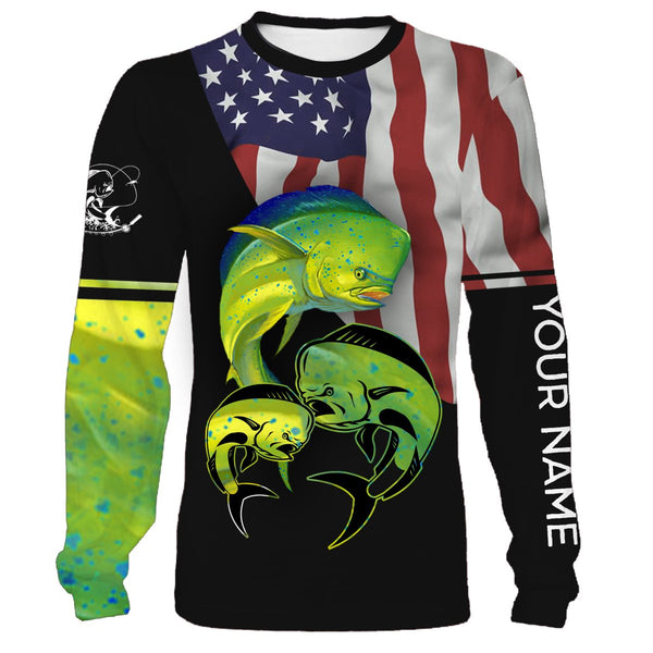 Maxcorners Customized Name Mahi Mahi Fishing Custom Name American Flag