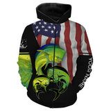 Maxcorners Customized Name Mahi Mahi Fishing Custom Name American Flag