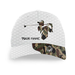 Maxcorners White Golfer hat custom name camo pattern golf hats for mens, gifts for golfers