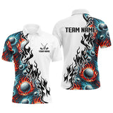 Maxcorners Flame Golf Ball pattern fire White Mens golf polos shirts custom golf attire for men