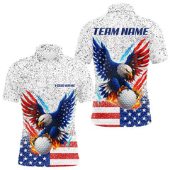 Maxcorners Grunge American Flag Eagle Golf Polo Shirt For Men Custom patriotic Team Golf Attire