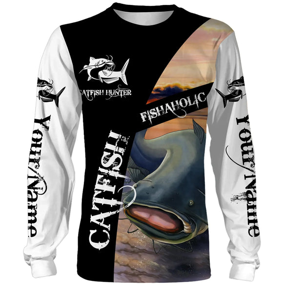 Maxcorners Customize Name All Over Printed 3D Shirt Catfish Fishing Hoodie