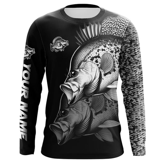 Maxcorners Black Crappie performance Fishing Shirts Custom Crappie Fishing Long Sleeve Tournament Fishing Shirts MT2108