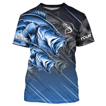 Maxcorners Blue Largemouth Bass fishing Long Sleeve Performance Fishing Shirt custom Bass fishing jersey for team MT2108