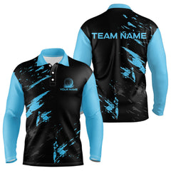 Maxcorners Black and Blue Golf polo shirts For Men Custom name mens golf outfits, gifts for golf loversMT0306