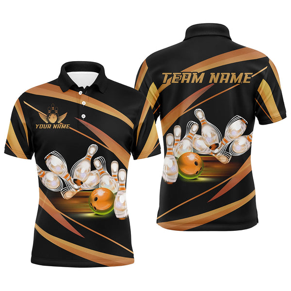 Maxcorners Personalized Black And Gold Bowling Shirts, Custom Team Bowling League Jerseys