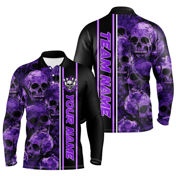 Maxcorners Personalized Skull Bowling Shirt Custom Team's Name Bowler Jerseys | Purple