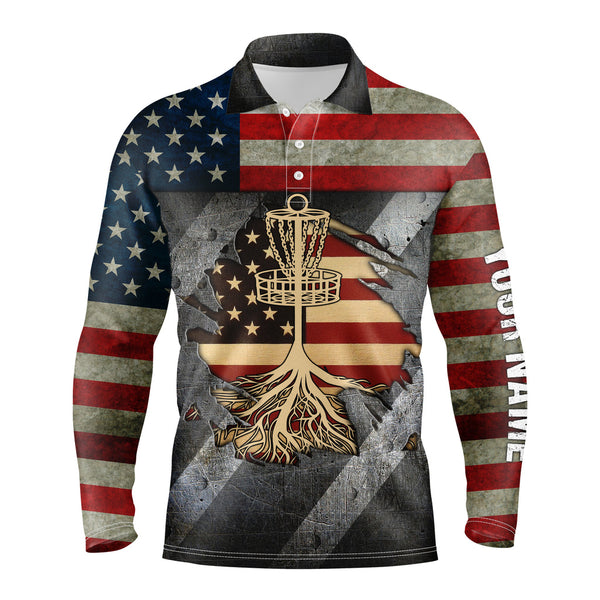 Maxcorner Customized Name American Flag Disc Golf 3D Polo Shirt