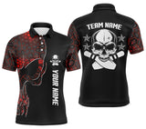 Maxcorners Red Camo Black Skull Bowling Team Customized Name And Team Name 3D Shirt