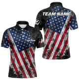 Maxcorners Smoke American Flag Black Bowling Camo shirts for men Custom patriotic Team bowling jersey LM253