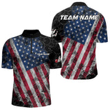 Maxcorners Smoke American Flag Black Bowling Camo shirts for men Custom patriotic Team bowling jersey LM253