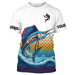 Maxcorners Sailfish Fishing jerseys, Sailfish scales Custom UV protection Long Sleeve Performance Fishing Shirts LM2408