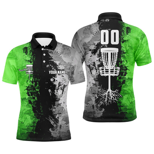 Maxcorners Custom name and number Disc Golf basket Men polo shirts, disc golf shirts for men | Green MT0510