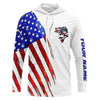 Maxcorners Bass Fishing American flag patriotic fishing Customize fishing long sleeve hooded shirts LM0201