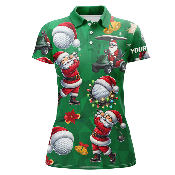 Maxcorners Funny Christmas Santa Golf Green Pattern Golf Hoodies Custom Christmas Golf Tops