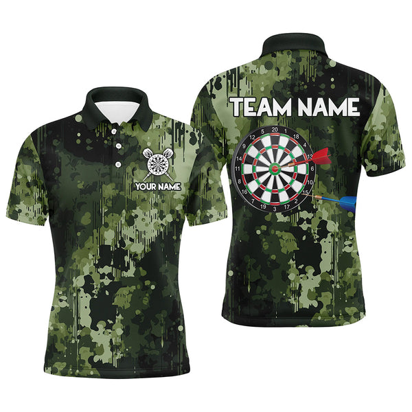 Maxcorners Green Camo Dart Board Polo, Quarter Zip Shirts Custom Darts Team Jerseys, Darts Gifts