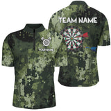 Maxcorners Green Camo Dart Board Polo, Quarter Zip Shirts Custom Darts Team Jerseys, Darts Gifts