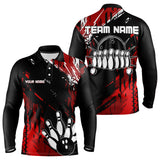 Maxcorners Black And Red Mens Bowling Shirts Custom Retro Bowling Ball And Pins Bowling Team League Jerseys