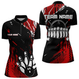 Maxcorners Black And Red Mens Bowling Shirts Custom Retro Bowling Ball And Pins Bowling Team League Jerseys