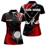 Maxcorners Black And Red Mens Golf Polo Shirt Custom Retro Golf Ball Clubs Golf Team League Jerseys