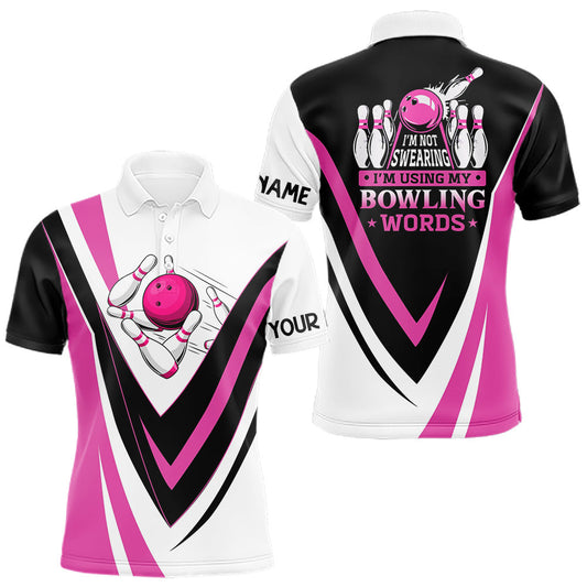Maxcorners Custom Funny Bowling shirts for men I'm not swearing, I'm using my bowling words Pink bowl shirts