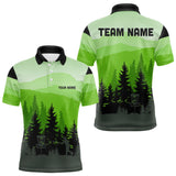 Maxcorners Green pattern forest Mens Disc golf polo shirts Custom team disc golf jerseys for menMT0306