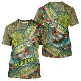 Maxcorners Personalized Northern Pike Fishing jerseys, Pike scales long sleeve fishing shirts uv protection MT2108