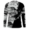 Maxcorners Ice fishing walleye winter camo Custom name Long sleeve, Long Sleeve Hooded LM0201