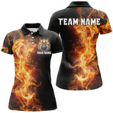 Maxcorners Flame Skull Black Bowling Shirts Custom Team Bowling Jerseys, gift for bowlers