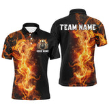 Maxcorners Flame Skull Black Bowling Shirts Custom Team Bowling Jerseys, gift for bowlers