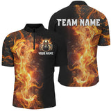 Maxcorners Flame Skull Black Bowling Shirts Custom Team Bowling Jerseys, gift for bowlers