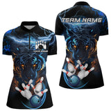 Maxcorners Personalized Blue Lightning Thunder Storm Tiger Bowling Shirts For Men Custom Bowling Team Jerseys
