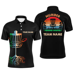 Maxcorners Retro Black Mens disc golf polo shirt custom disc golf team jersey, disc golf wear MT0510