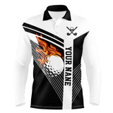 Maxcorners Black and White Flame Golf Ball Men golf polo shirt custom mens golf tops unique golf gifts