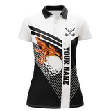 Maxcorners Black and White Flame Golf Ball Women golf polo shirt custom ladies golf tops unique golf gifts