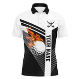 Maxcorners Black and White Flame Golf Ball Men golf polo shirt custom mens golf tops unique golf gifts