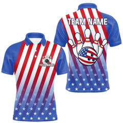 Maxcorners Red, White and Blue US Flag Bowling Shirts for Men Custom Patriotic Bowling Team Jerseys TU2511