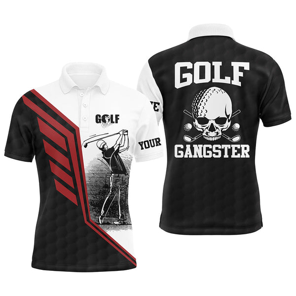 Maxcorner Customized Name Black White Golf 3D Polo Shirt