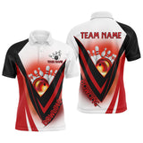 Maxcorners Red Light Bowling Polo, 1/4 zip Shirts For Men Custom Bowling Team League Jersey, bowling clothes