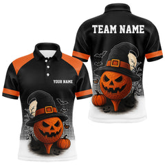 Maxcorners Black and Orange Funny pumpkin Golf Ball Men golf polo shirts Custom Halloween team mens golf wear LM0210