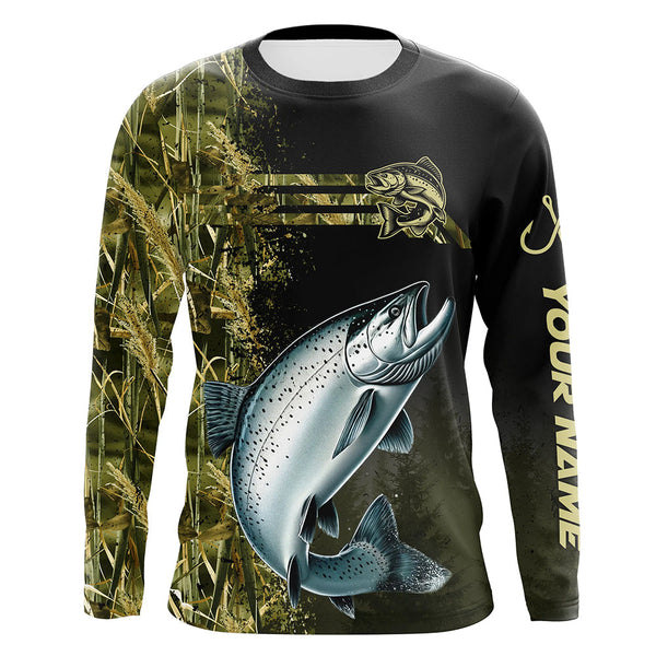Maxcorners Salmon fishing camouflage Custom performance long sleeve Fishing Shirts, Salmon Fishing jerseys MT2108