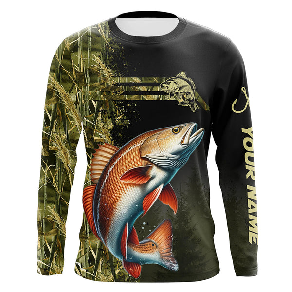 Maxcorners Redfish fishing camouflage Custom performance long sleeve Fishing Shirts, Red Drum Fishing jerseys MT2108