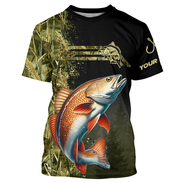 Maxcorners Redfish Fishing Camouflage Custom Performance Long Sleeve Fishing Shirts, Red Drum Fishing Jerseys