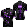 Maxcorners Black and Purple crown Bowling ball Polo, Quarter Zip Shirts for Men Custom Bowling Team jerseys MT0306