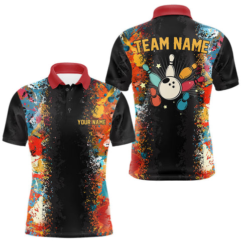 Maxcorners Colorful bowling jerseys Bowling Polo, 1/4 Zip Shirt for Men Custom Bowling Team shirts for bowlers MT2808