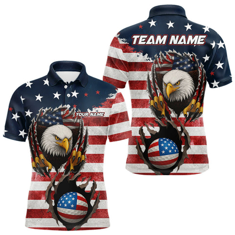 Maxcorners Vintage American Flag Eagle Mens golf polo shirts Custom Patriotic Team Golf top for men MT2808