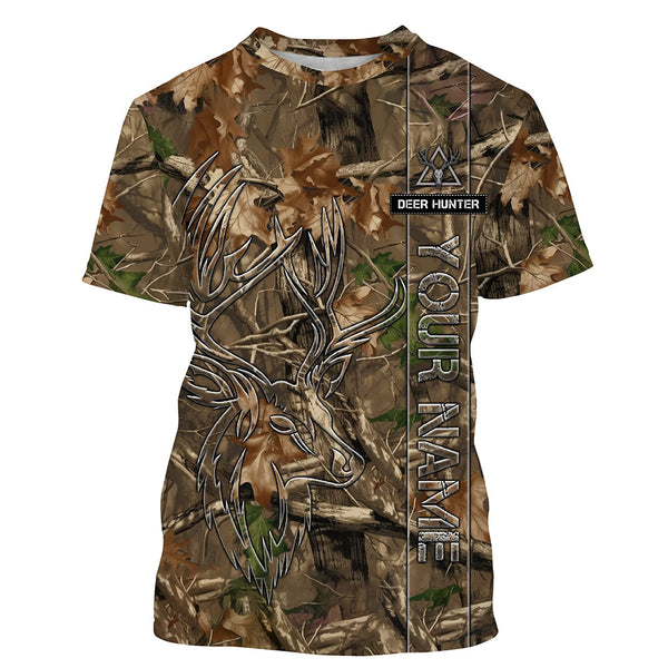 Maxcorners Deer Hunting tree camo Customize Name 3D All Over Printed Shirts Personalized Hunting gifts LM2608