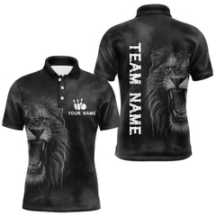 Maxcorners Lightning Thunder Smoke Lion Bowling Polo, 1/4 Zip Shirts For Men Custom Lion Team Bowling Jerseys LM2711